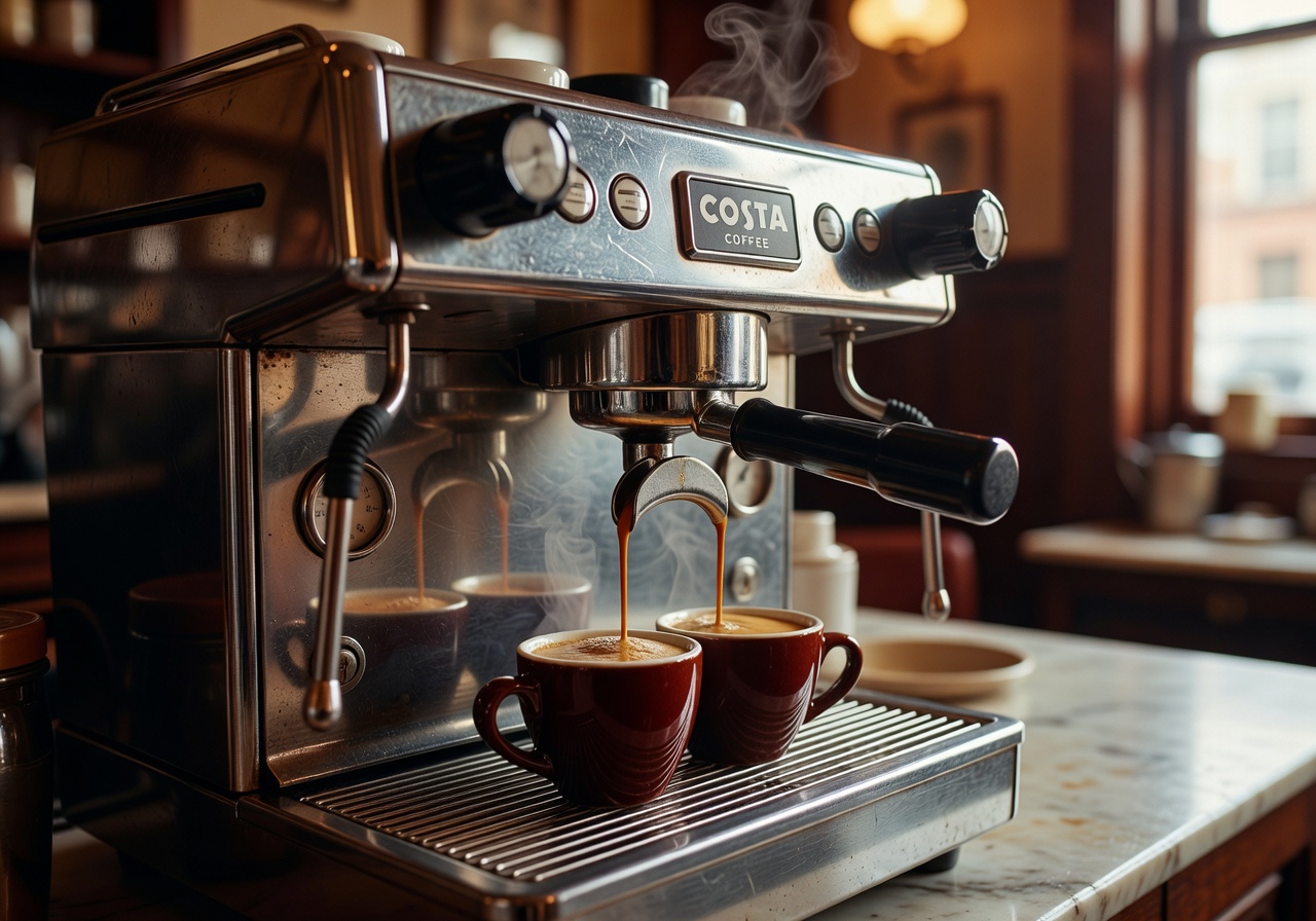 Vintage Costa Coffee espresso machine extraction