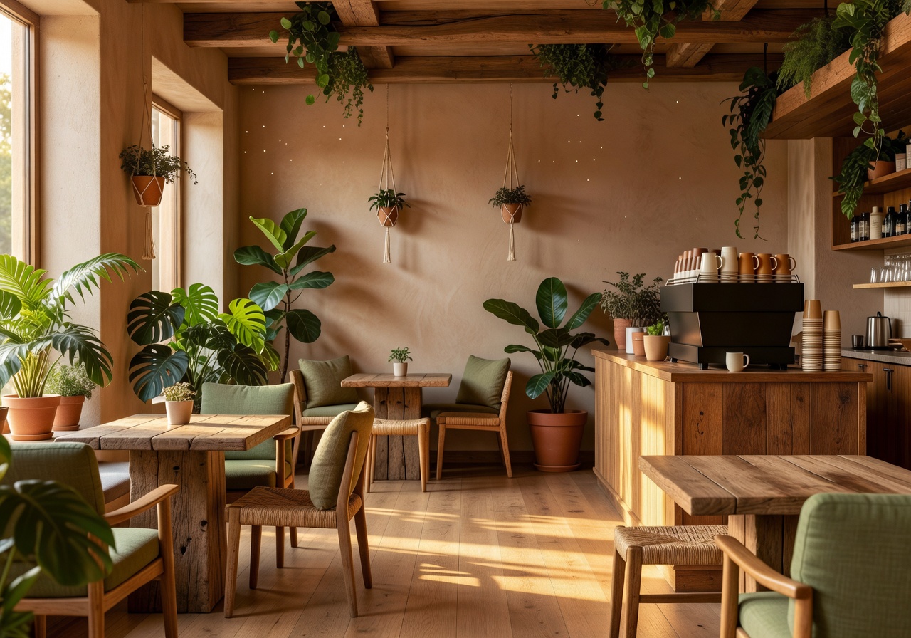 Warm, nature-infused interior of a Costa Coffee cafe